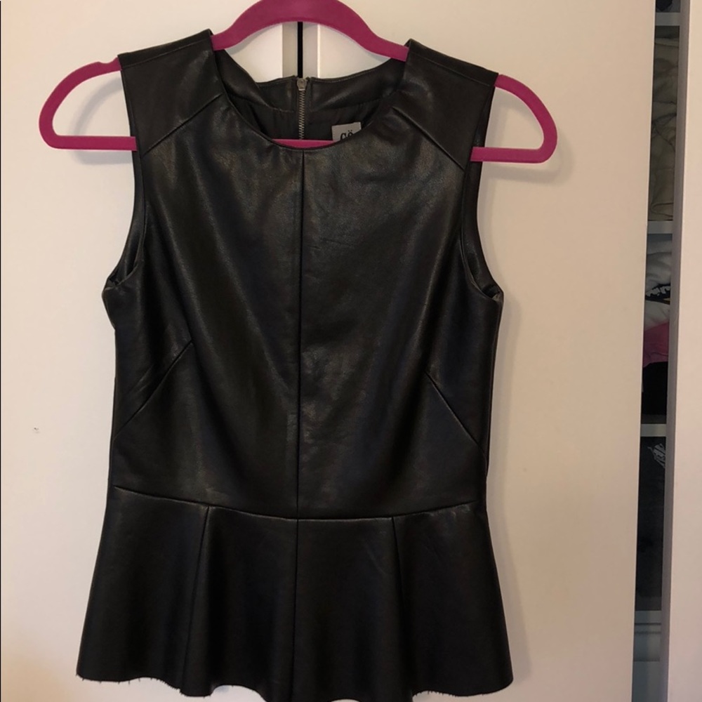 Black leather peplum top